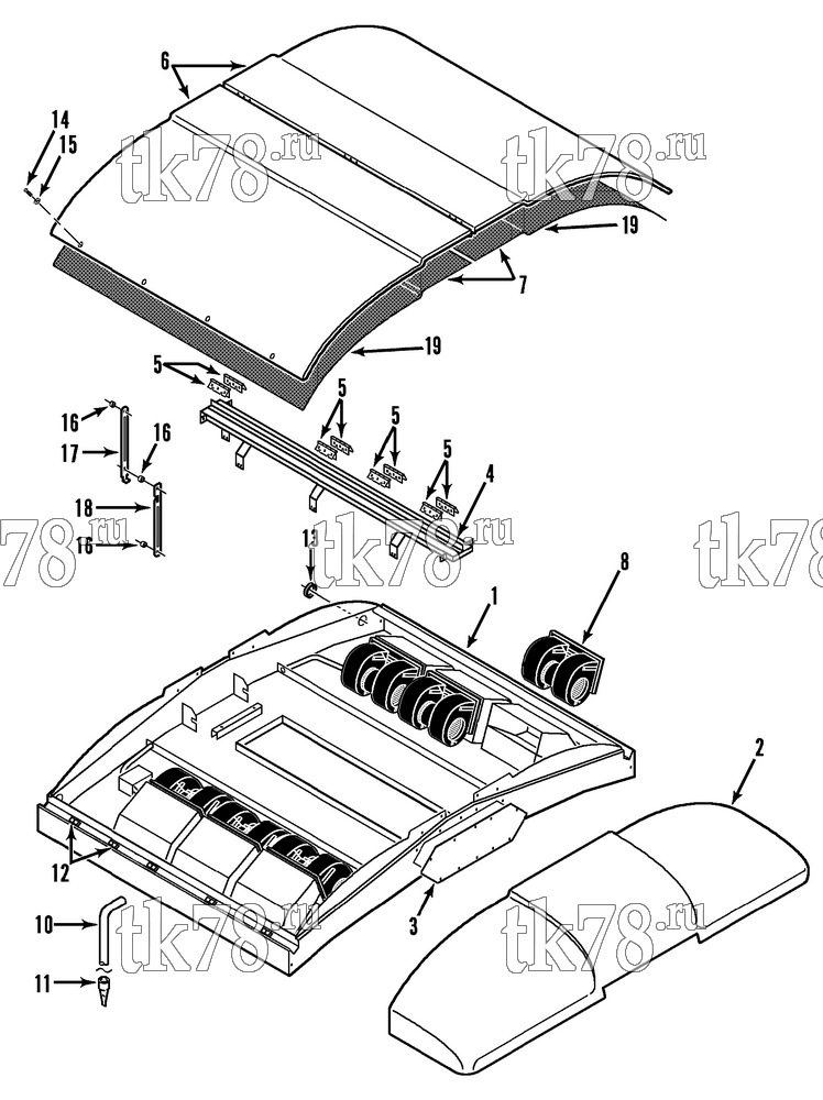 Каталог запчастей для Thermo King LRT-I 1001 (System 918502) EVAPORATOR STRUCTURAL & BLOWERS