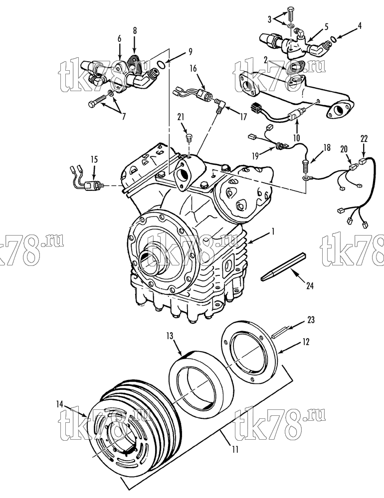 Каталог запчастей для Thermo King LRT-I 1000 (System 918349) COMPRESSOR GROUP (2C25335G04, KIT 718349)