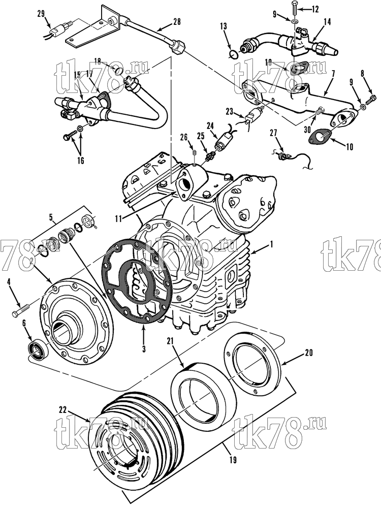 Каталог запчастей для Thermo King T1-M74 COMPRESSOR GROUP (5D37227G21, KIT 718771)