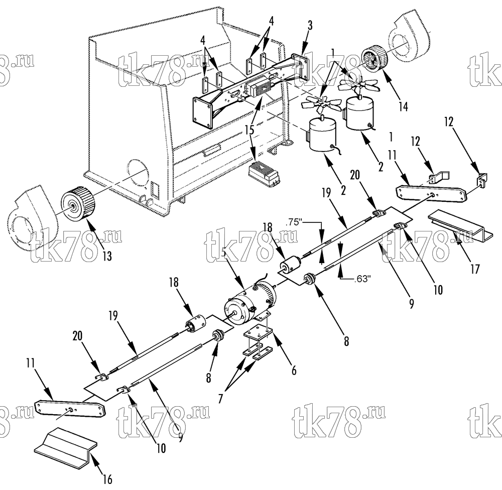 Каталог запчастей для Thermo King T2-M81 MOTORS & FANS (RELIANCE MOTOR)