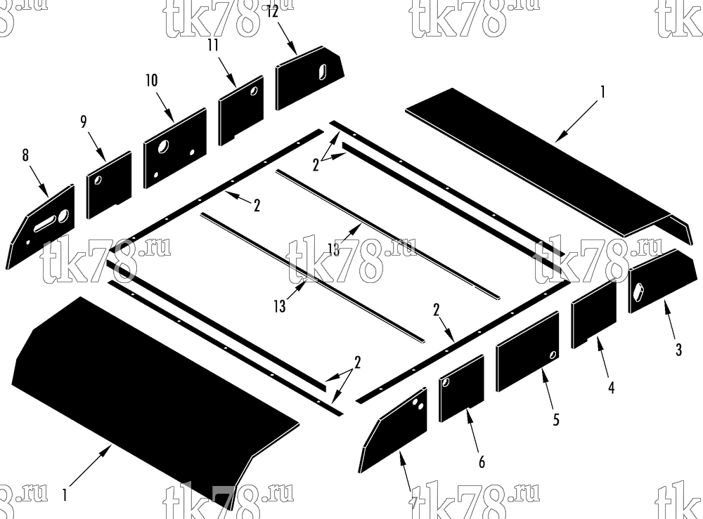 Каталог запчастей для Thermo King Coach RT 1000 (System 920289) INSULATION - EVAPORATOR