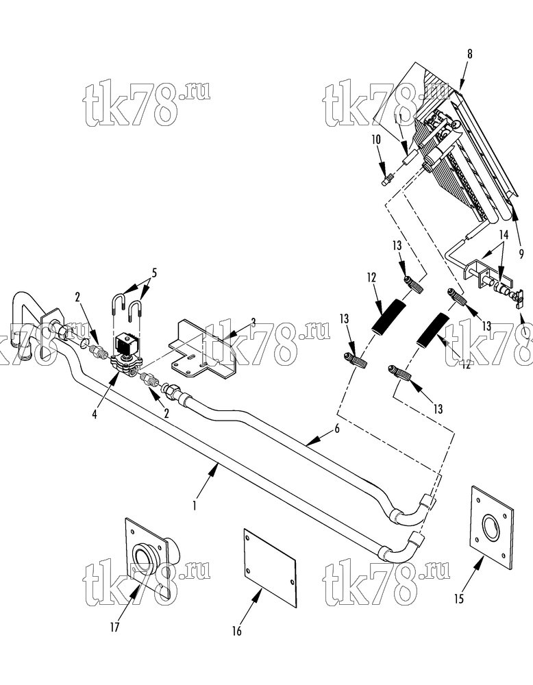 Каталог запчастей для Thermo King T2-M98 WATER TUBE & VALVE GROUP (040707)