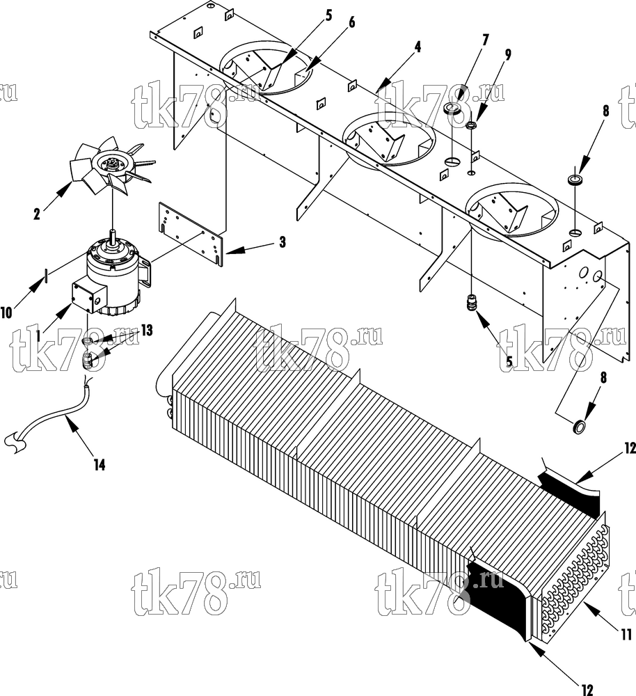 Каталог запчастей для Thermo King  EVAPORATOR GROUP (THREE FANS)