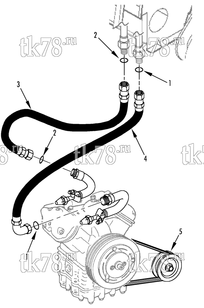 Каталог запчастей для Thermo King T10-M11 COMPRESSOR HOSES & PULLEY (KIT 815455)