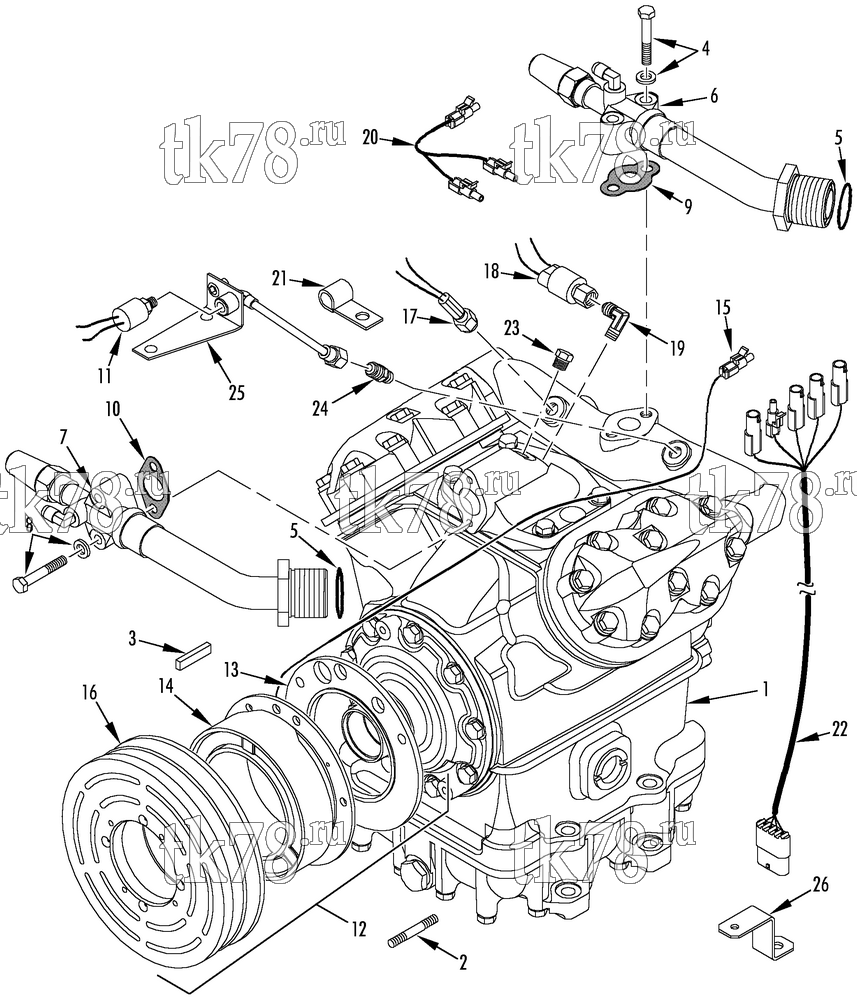 Каталог запчастей для Thermo King R6-M2 COMPRESSOR GROUP (9150C89G10, KIT 718141)