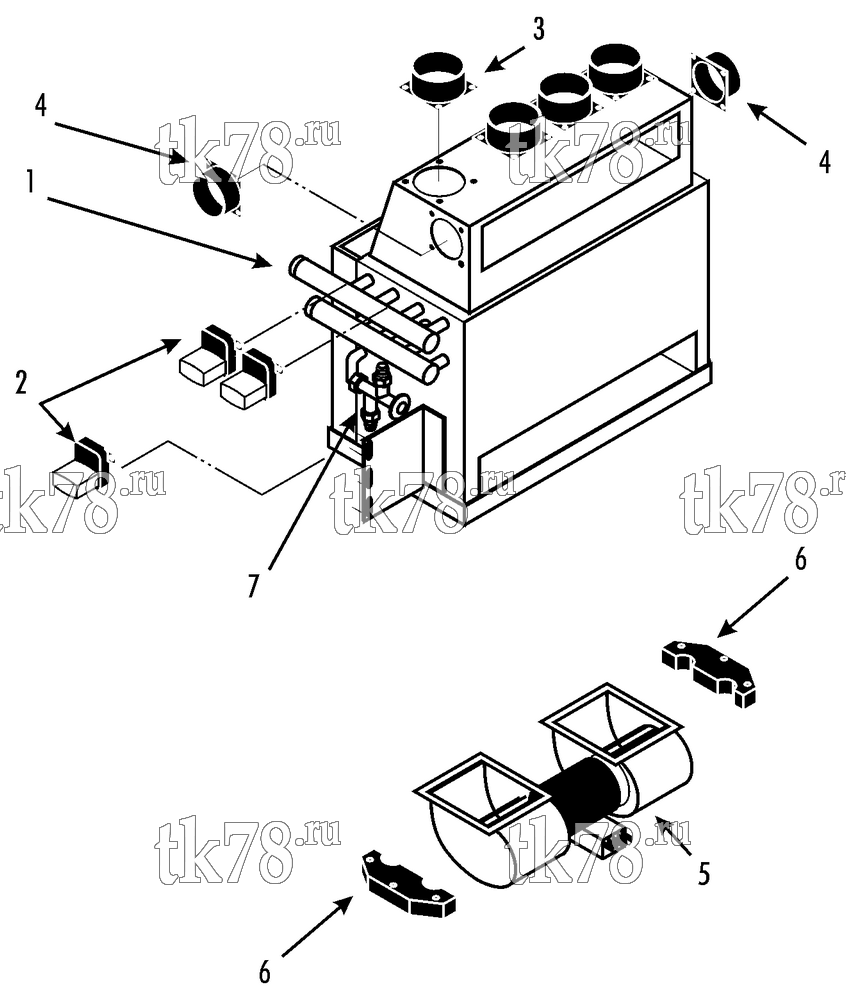 Каталог запчастей для Thermo King Bus A/C & Heating Components FRONTBOX (0492289690, R22)
