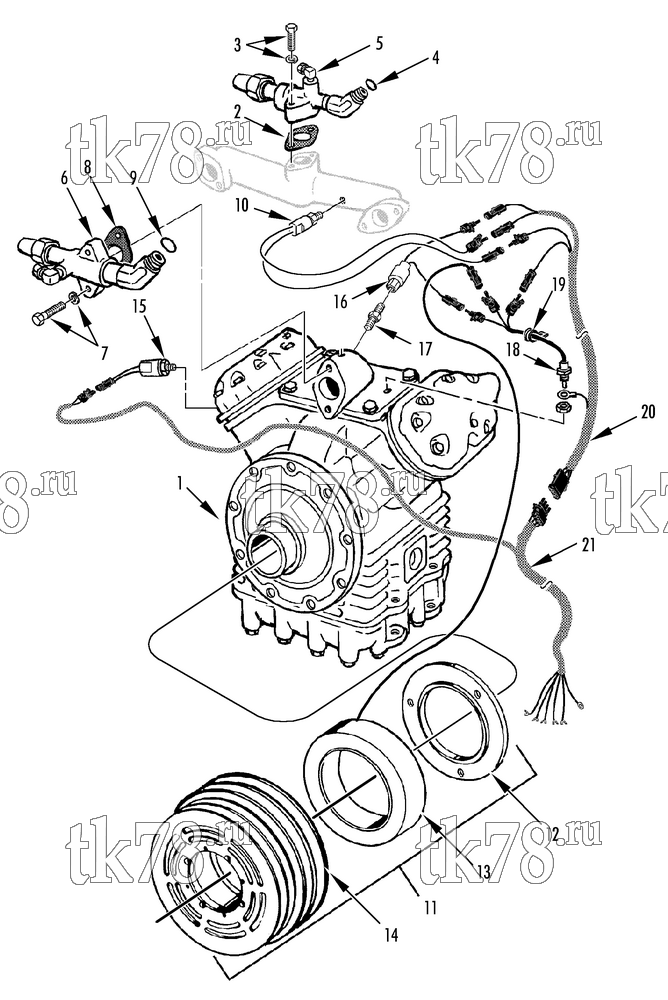 Каталог запчастей для Thermo King R4-M8 COMPRESSOR GROUP (2C19591G06, KIT 715926)