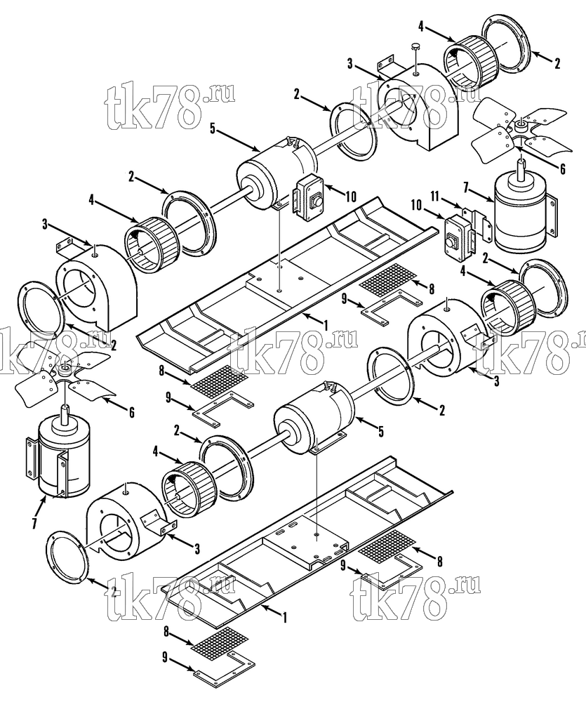 Каталог запчастей для Thermo King R4-M8 MOTORS, BLOWERS & FANS