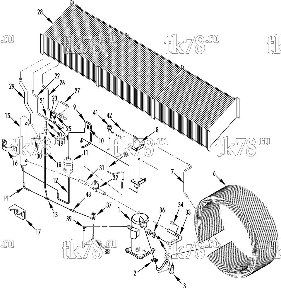 Каталог запчастей для Thermo King CSR 40SL-143 REFRIGERATION COMPONENTS - FLANGED COMPRESSOR