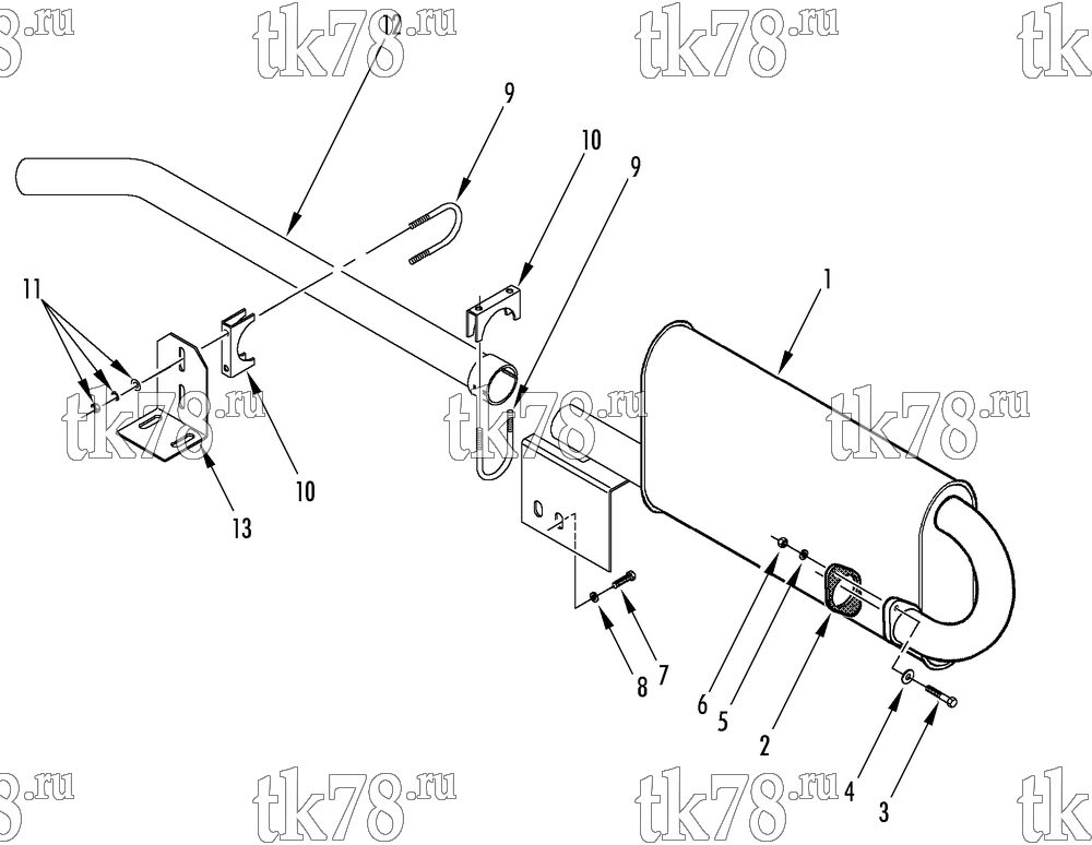 Каталог запчастей для Thermo King SGCO 2000 Tier 2 Engine MUFFLER GROUP