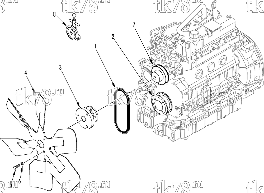 Каталог запчастей для Thermo King SGCO 2000 BELTS, PULLEY & FAN