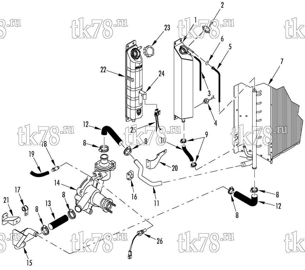 Каталог запчастей для Thermo King SB-300 30 ENGINE COOLING SYSTEM