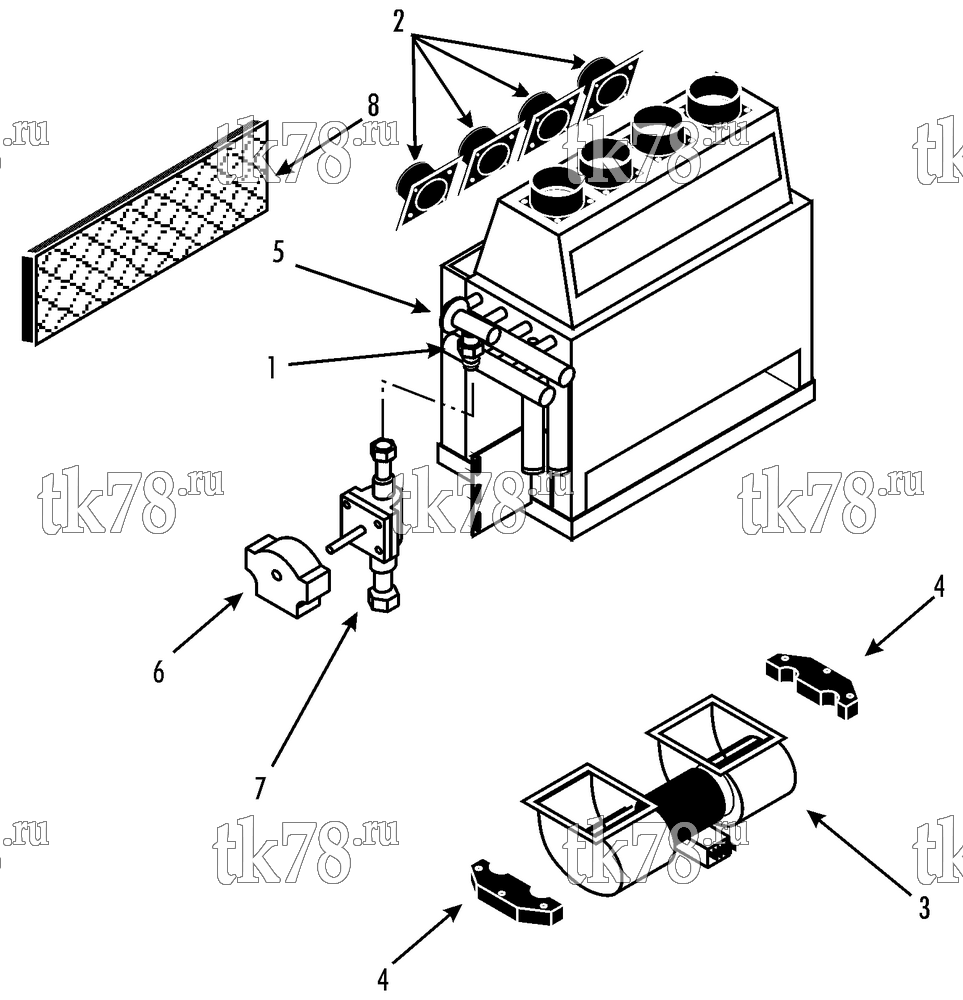 Каталог запчастей для Thermo King Bus A/C & Heating Components FRONTBOX (0492289860, R134a)