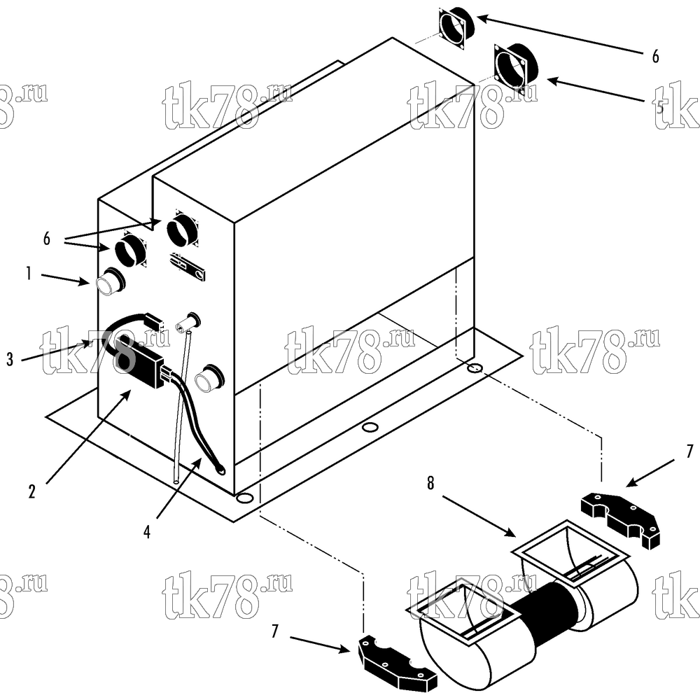 Каталог запчастей для Thermo King Bus A/C & Heating Components FRONTBOX (0492286489, RH; 0492286490, LH)