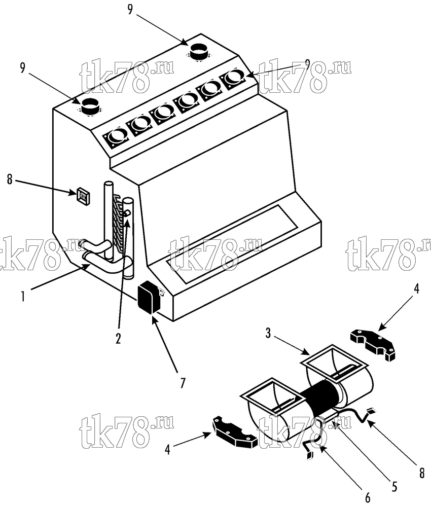 Каталог запчастей для Thermo King Bus A/C & Heating Components FRONTBOX (0492289120)