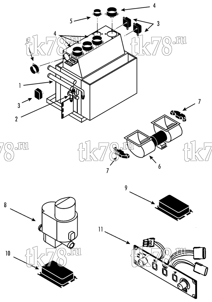 Каталог запчастей для Thermo King Bus A/C & Heating Components FRONTBOX KIT (0501260358, R22)