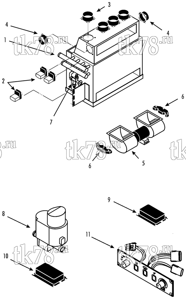 Каталог запчастей для Thermo King Bus A/C & Heating Components FRONTBOX KIT (0501260359, R22)