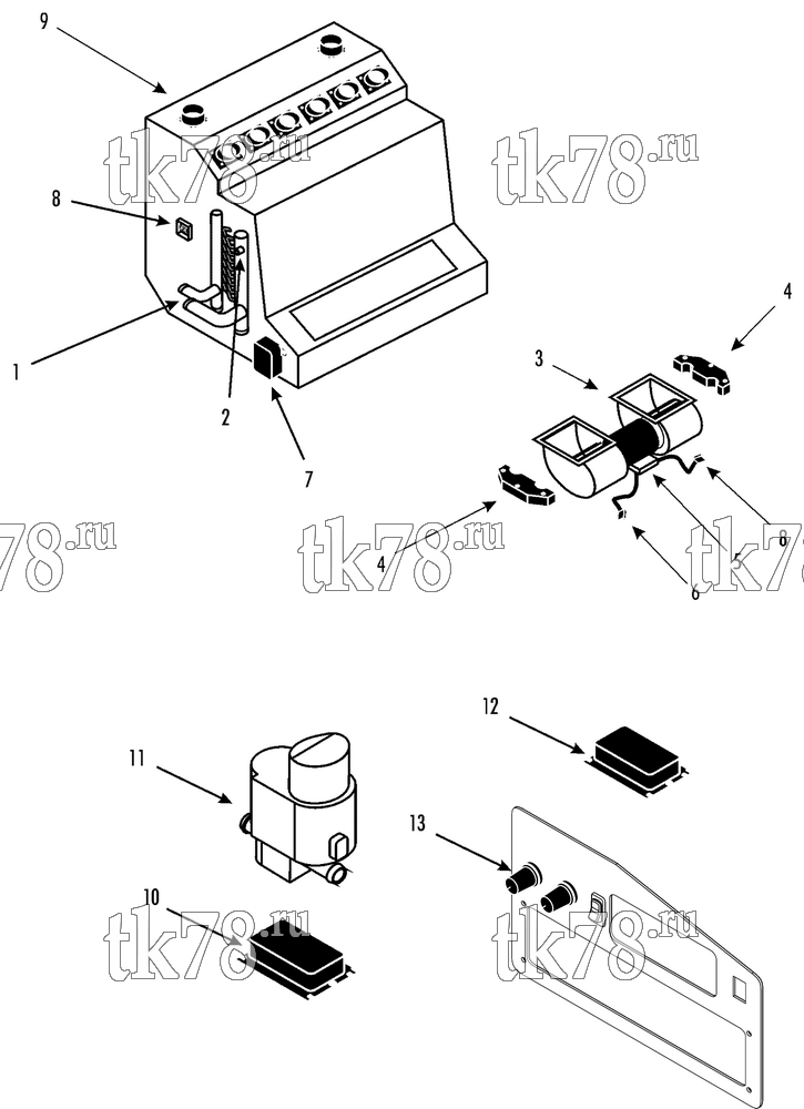 Каталог запчастей для Thermo King Bus A/C & Heating Components FRONTBOX KIT (0501260450)