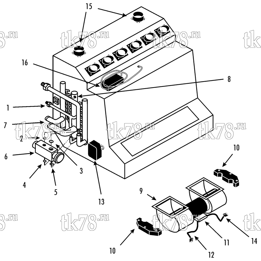 Каталог запчастей для Thermo King Bus A/C & Heating Components FRONTBOX (0492289130, R134a)