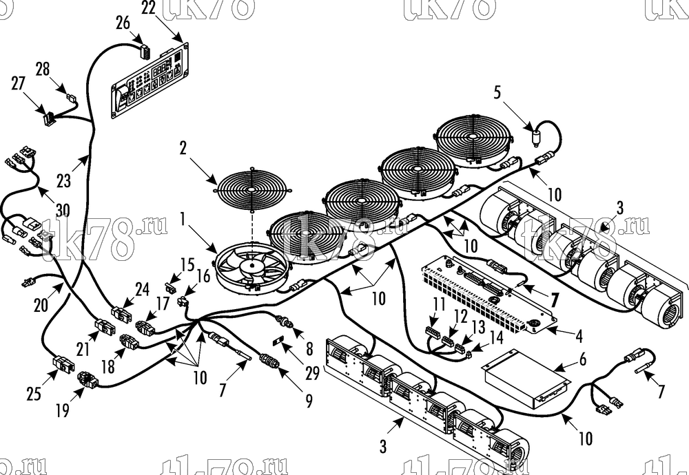 Каталог запчастей для Thermo King CITI-RT 1000 ELECTRICAL COMPONENTS (IntelligAIRE I, 099603, 099607)