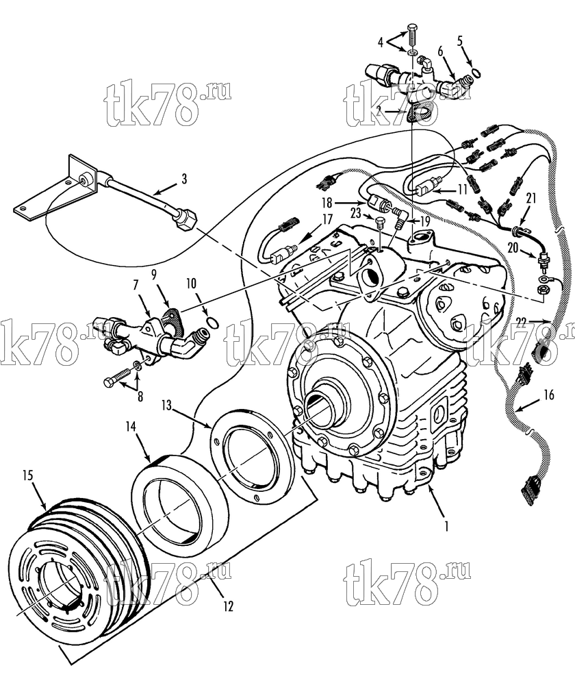 Каталог запчастей для Thermo King  COMPRESSOR GROUP (7348C93G16, KIT 715929)