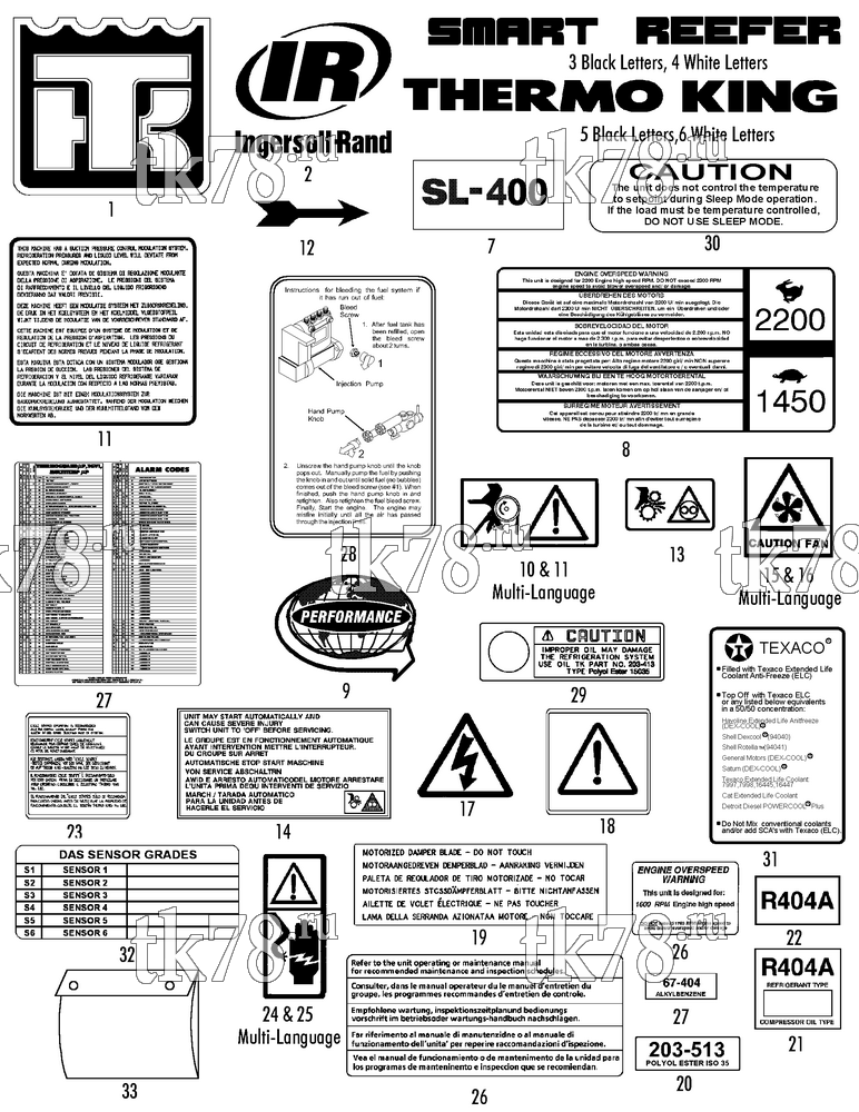 Каталог запчастей для Thermo King SL-400 NAMEPLATES