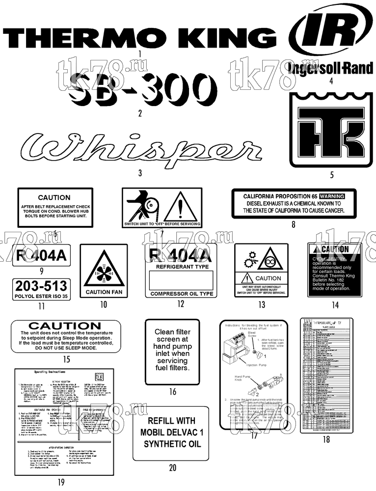 Каталог запчастей для Thermo King SB-300 30 NAMEPLATES