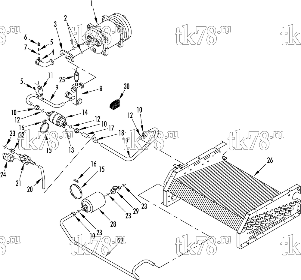 Каталог запчастей для Thermo King V-200 Series REFRIGERATION COMPONENTS (V-200 20, w/ double check valve)