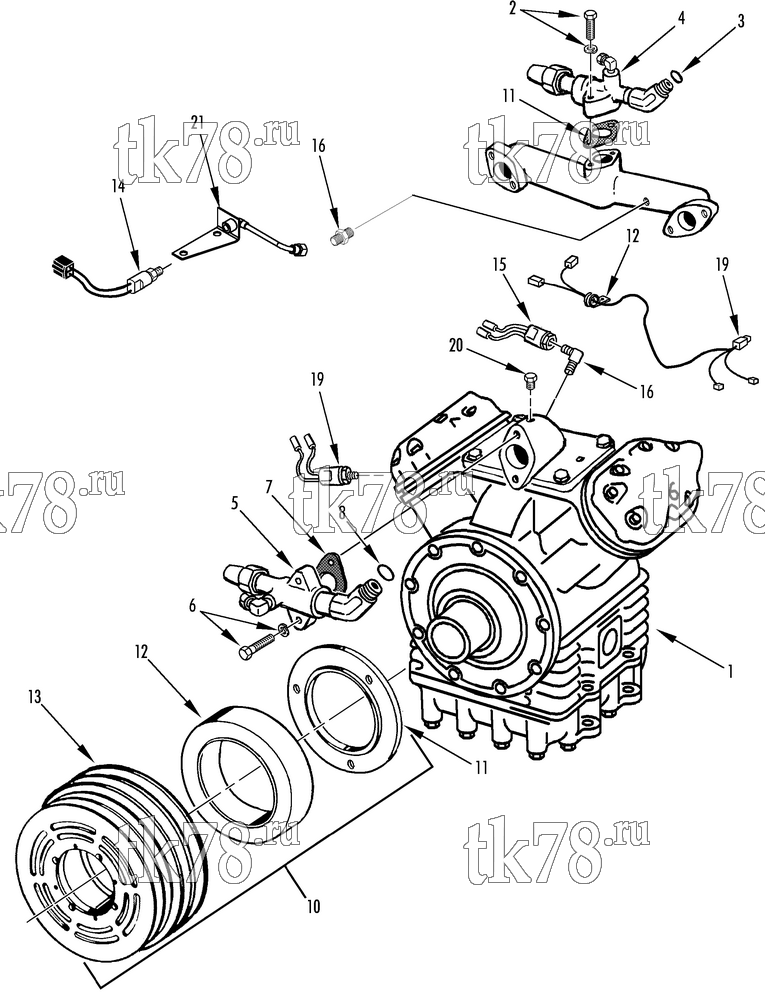 Каталог запчастей для Thermo King  COMPRESSOR GROUP (9240C43G04, KIT 715694)