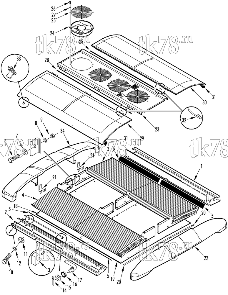 Каталог запчастей для Thermo King  CONDENSER STRUCTURAL & FANS (Before 3/02)