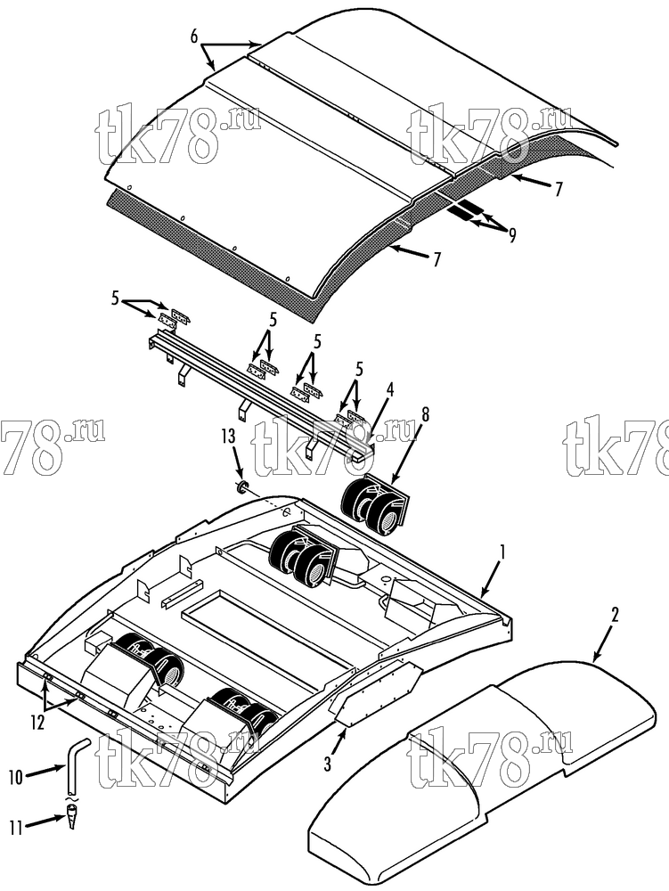 Каталог запчастей для Thermo King  EVAPORATOR STRUCTURAL & BLOWERS (Before 3/02)