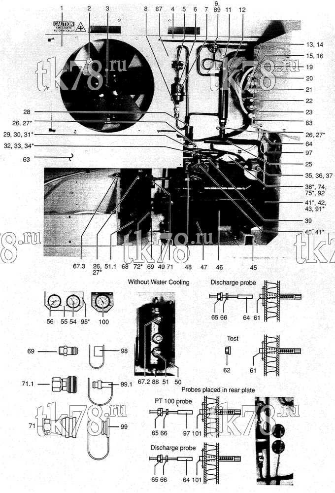 Каталог запчастей для Thermo King TNE 507 UNIT TYPE 01-10 COMPRESSOR AND CONDENSER SECTION