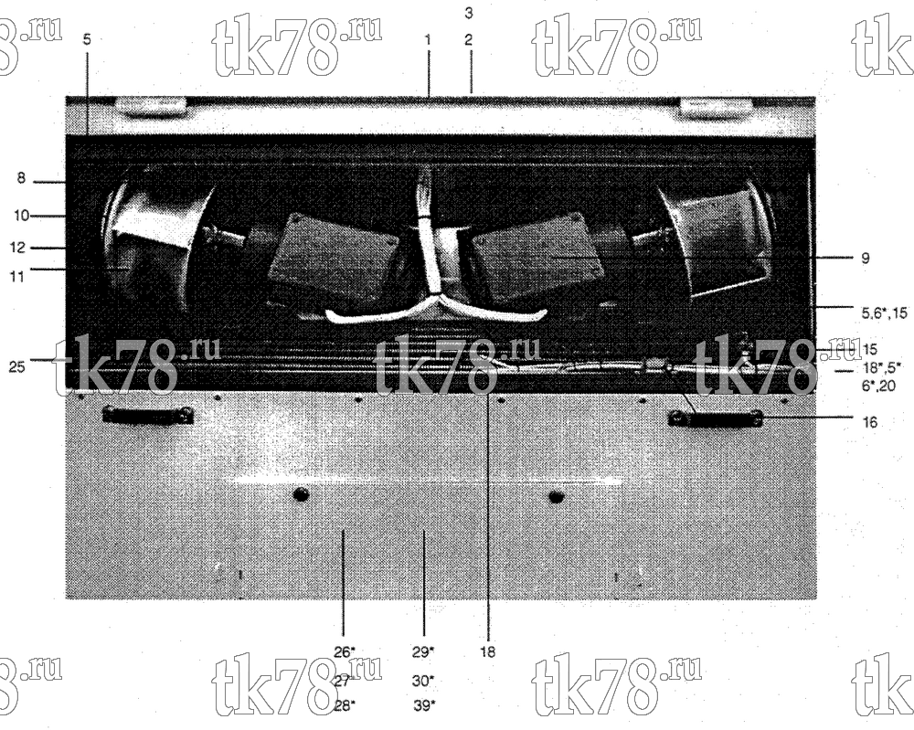 Каталог запчастей для Thermo King TNE 507 UNIT TYPE 12-12A REFRIGERATION UNIT - EVAPORATOR VIEW