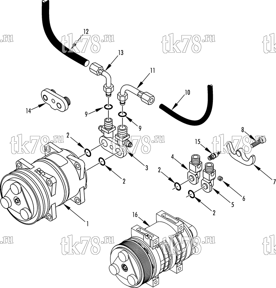 Каталог запчастей для Thermo King SR-50S 1000 & 1004 TM-16 COMPRESSOR & HOSE KITS