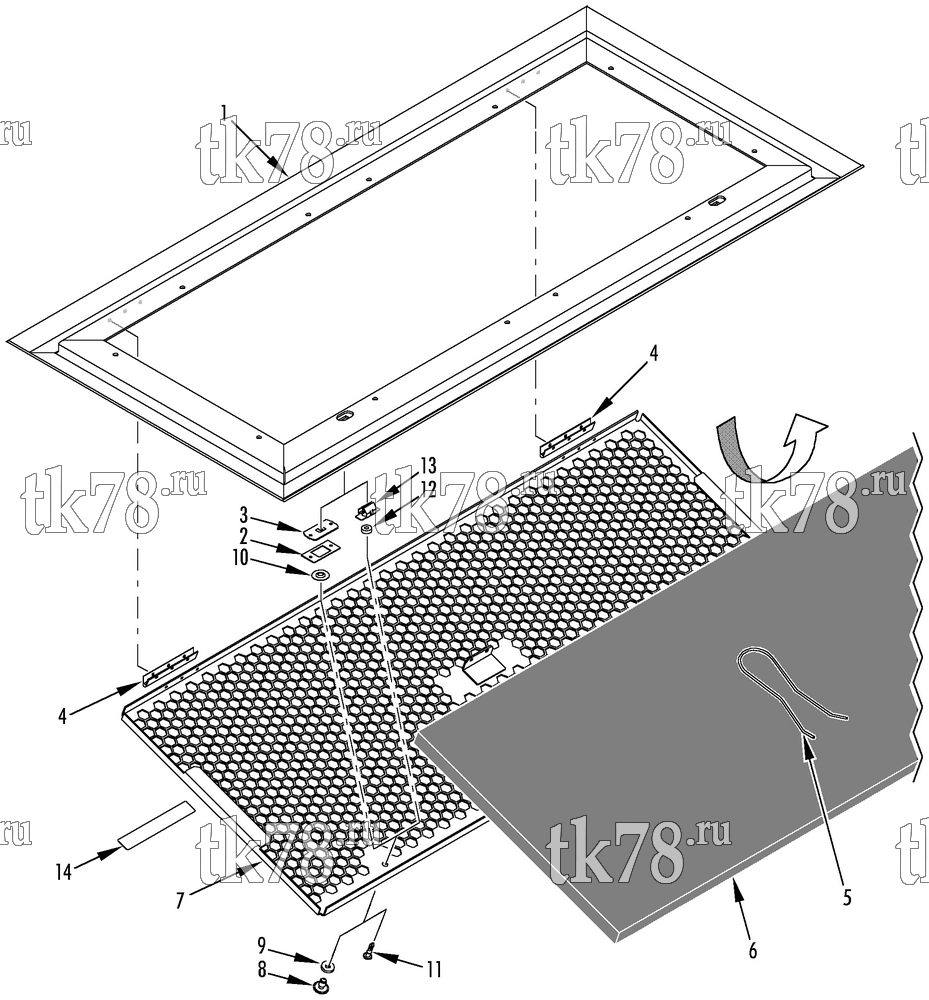 Каталог запчастей для Thermo King SR-500 RETURN AIR GRILLE (KIT 818827)