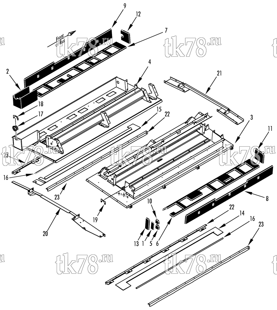 Каталог запчастей для Thermo King CRT-II IC, UK-Millenn R134a, 1004 FRAME AND INSULATIONS COMPONENTS