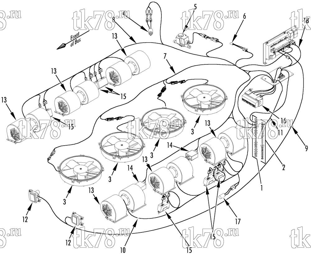 Каталог запчастей для Thermo King CRT-II IC, UK-Millenn R134a, 1004 ELECTRICAL COMPONENTS - 1004 (24V)