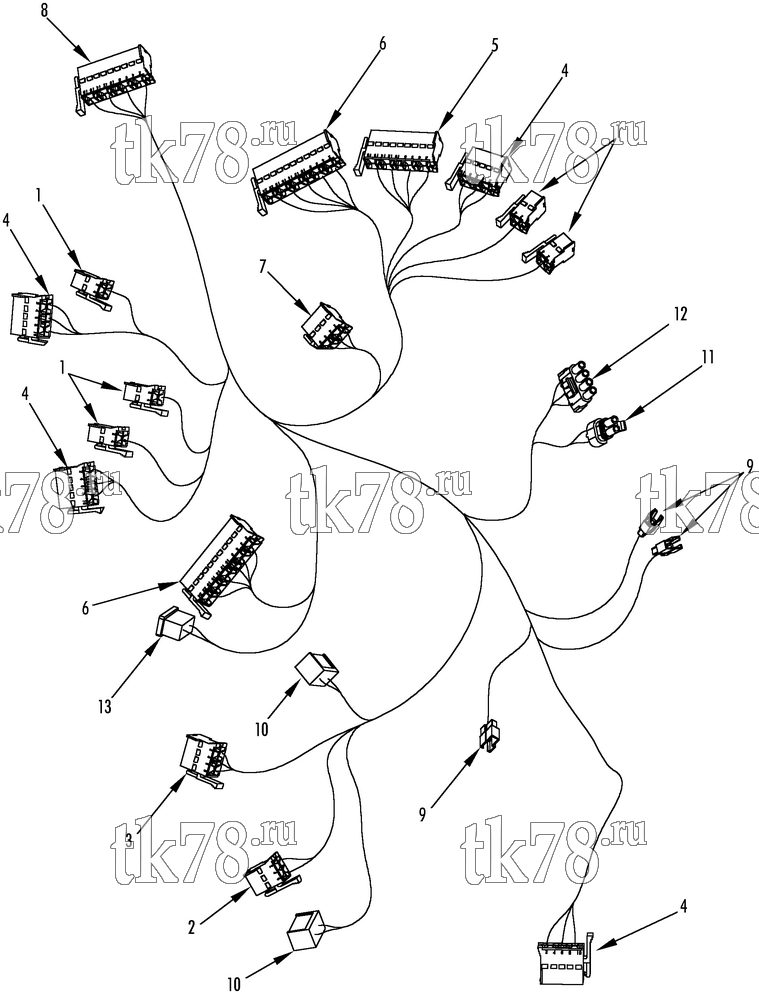 Каталог запчастей для Thermo King CRT-II IC, UK-Millenn R134a, 1004 HARNESS BUS A/C for CRT-II UK Millenn