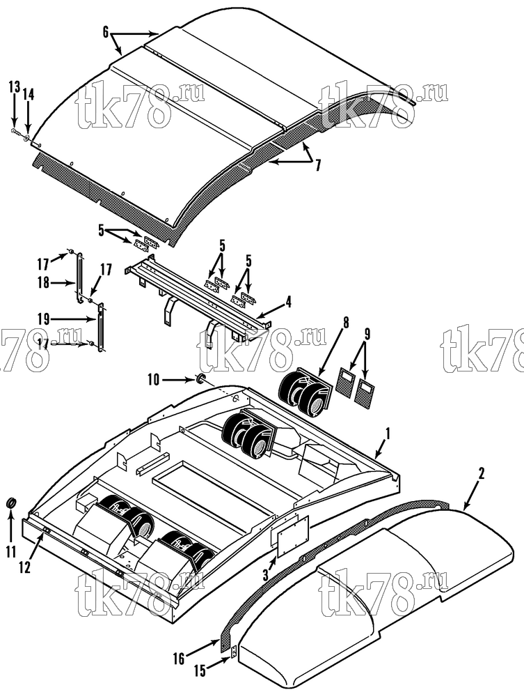 Каталог запчастей для Thermo King  EVAPORATOR STRUCTURAL & BLOWERS (099367, SLAVE)