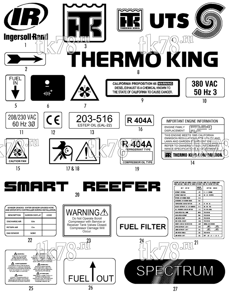 Каталог запчастей для Thermo King UTS NAMEPLATES