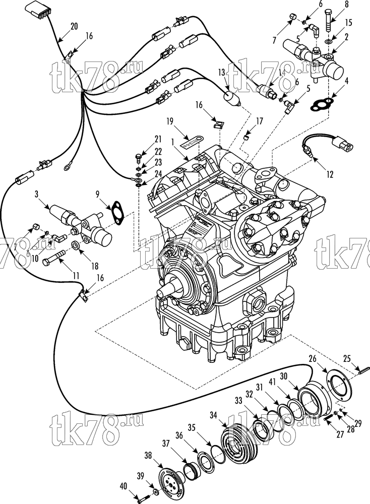 Каталог запчастей для Thermo King CITI-RT 1000 COMPRESSOR GROUP (1C74448G09, KIT 718221)