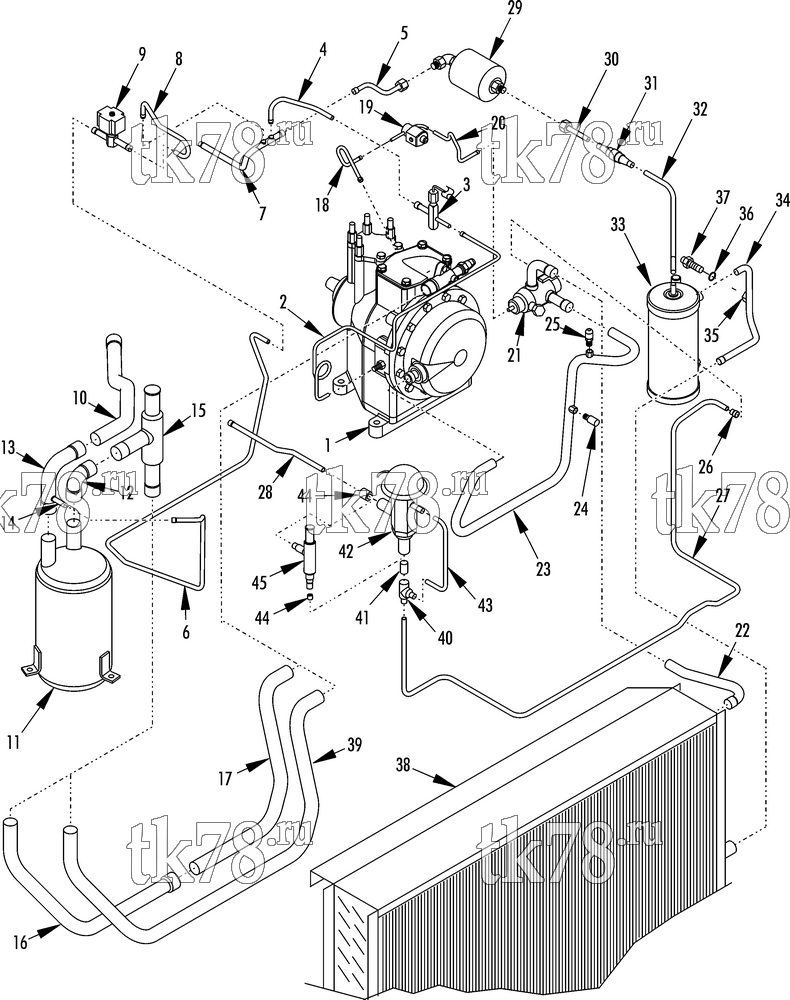 Каталог запчастей для Thermo King TS-300 w/TK 3.74 Engine REFRIGERATION - CONDENSER (1/01 & After)