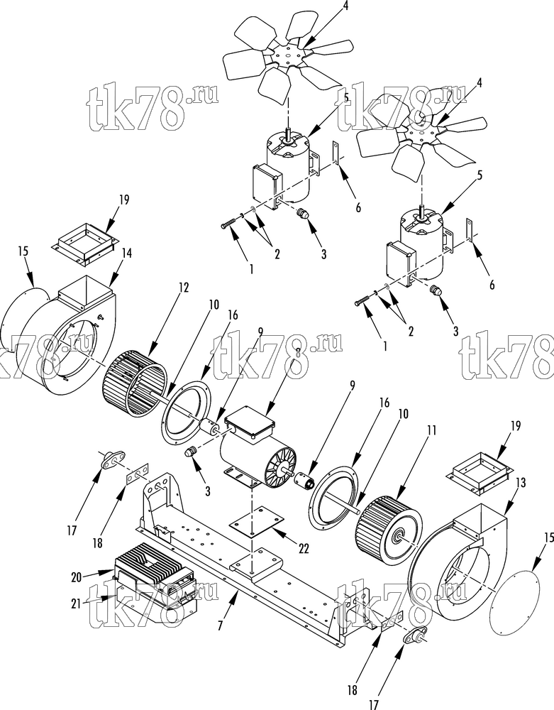 Каталог запчастей для Thermo King T13-M5 MOTORS, BLOWERS & FANS