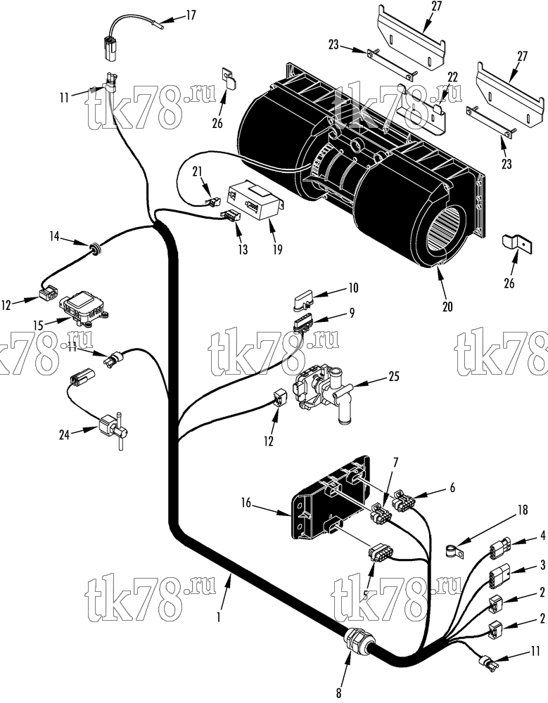 Каталог запчастей для Thermo King MCI (CS1) Bus ELECTRICAL COMPONENTS - DRIVERS DEFROSTER