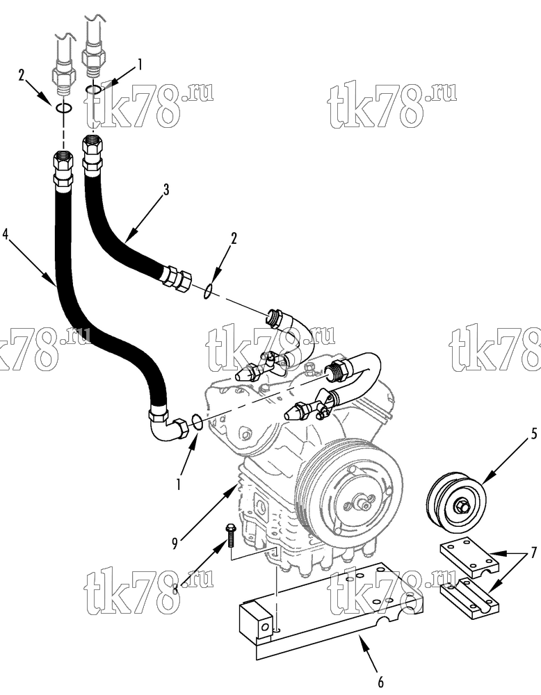 Каталог запчастей для Thermo King  COMPRESSOR HOSES & PULLEY (KIT 815455 & 815750)