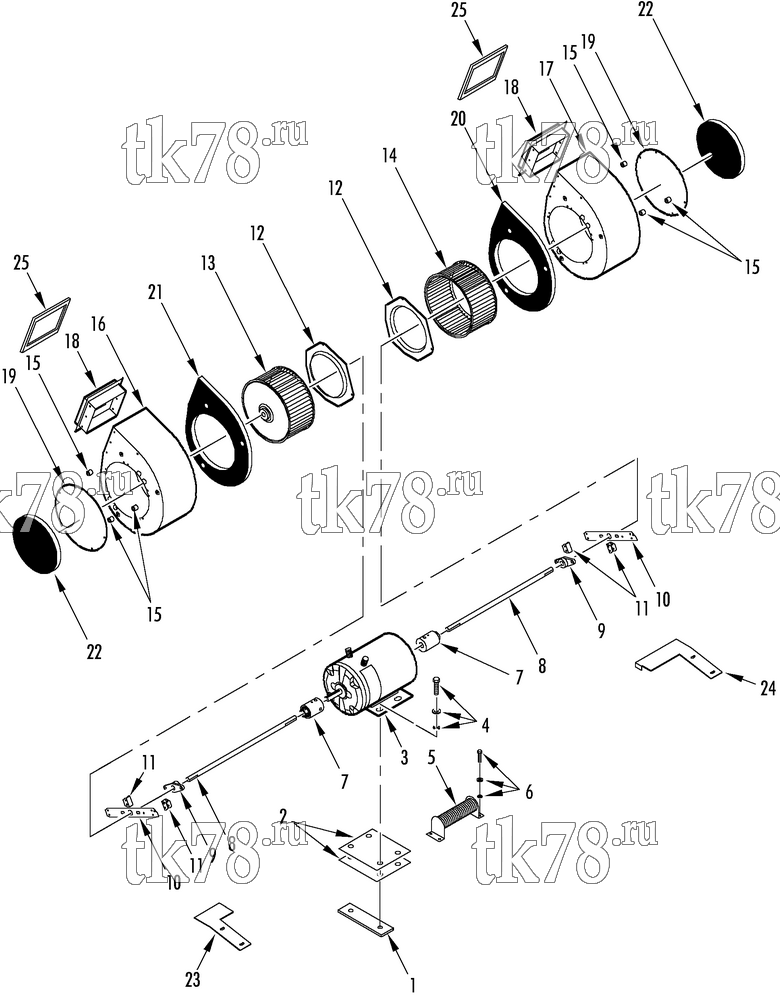 Каталог запчастей для Thermo King T2-M91 EVAPORATOR BLOWERS