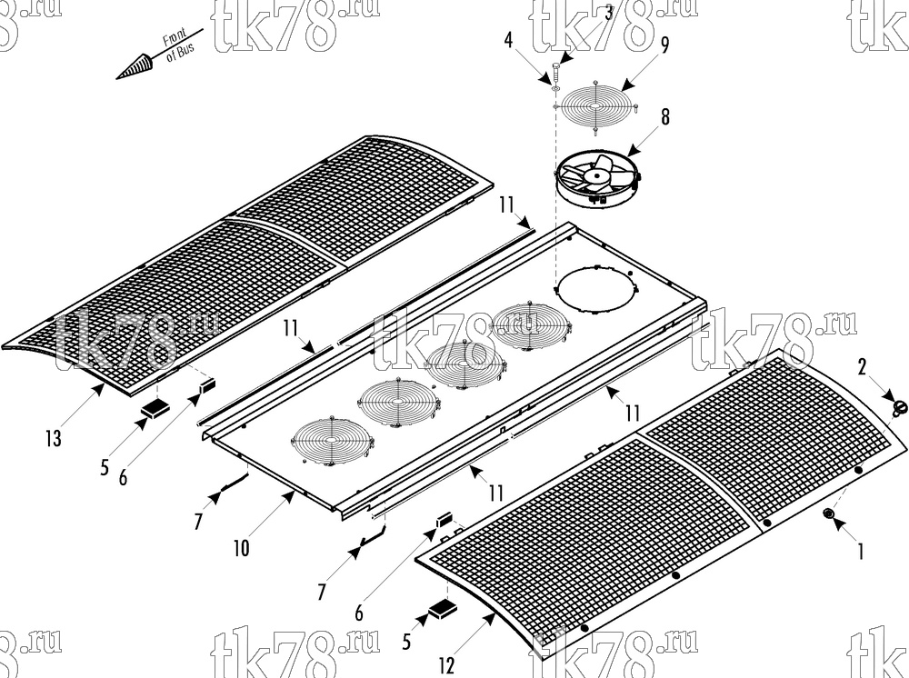 Каталог запчастей для Thermo King AP-II X 1012 CONDENSER COVERS & FANS & INSULATION