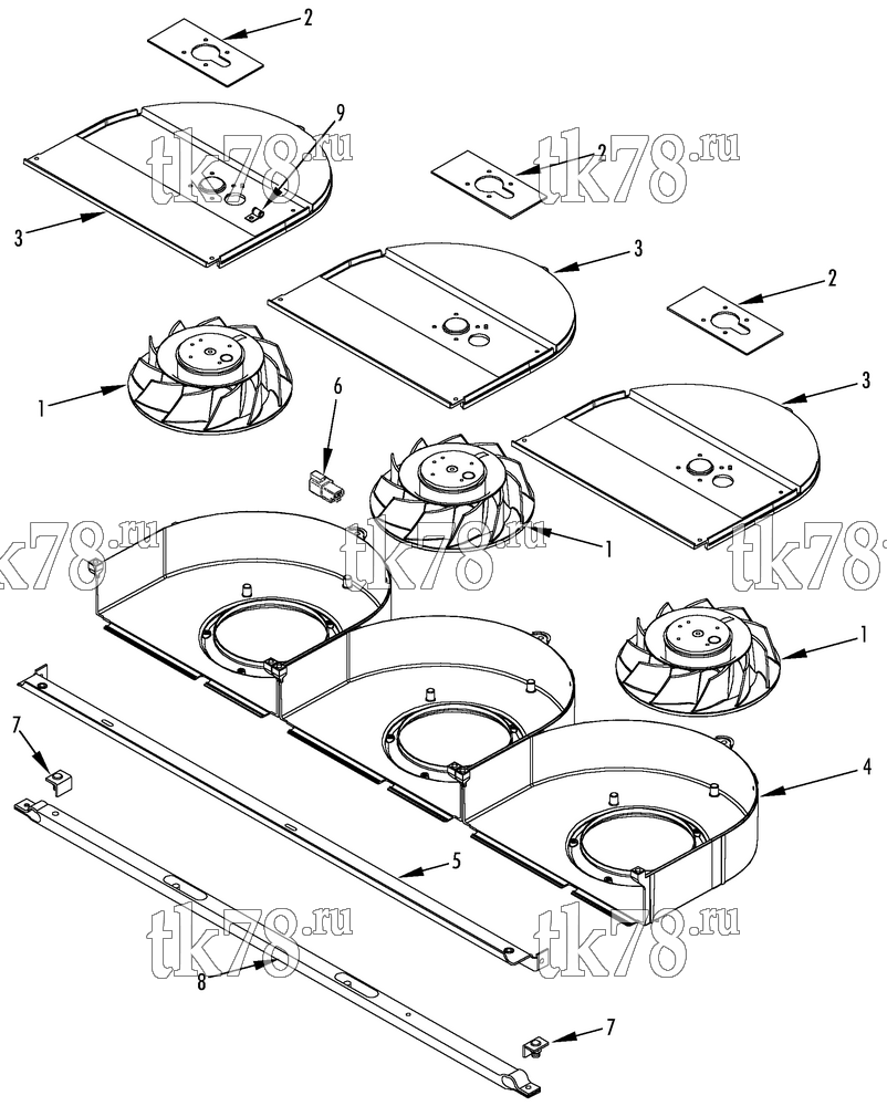 Каталог запчастей для Thermo King A1050U BLOWER GROUP (718560)
