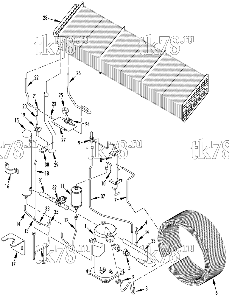 Каталог запчастей для Thermo King  REFRIGERATION COMPONENTS (FLANGED COMPRESSOR)