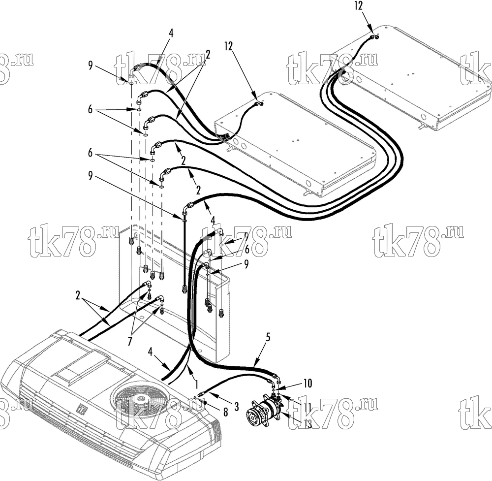 Каталог запчастей для Thermo King V-200 MAX TC HOSE CONNECTIONS (TK2000 HOSES)
